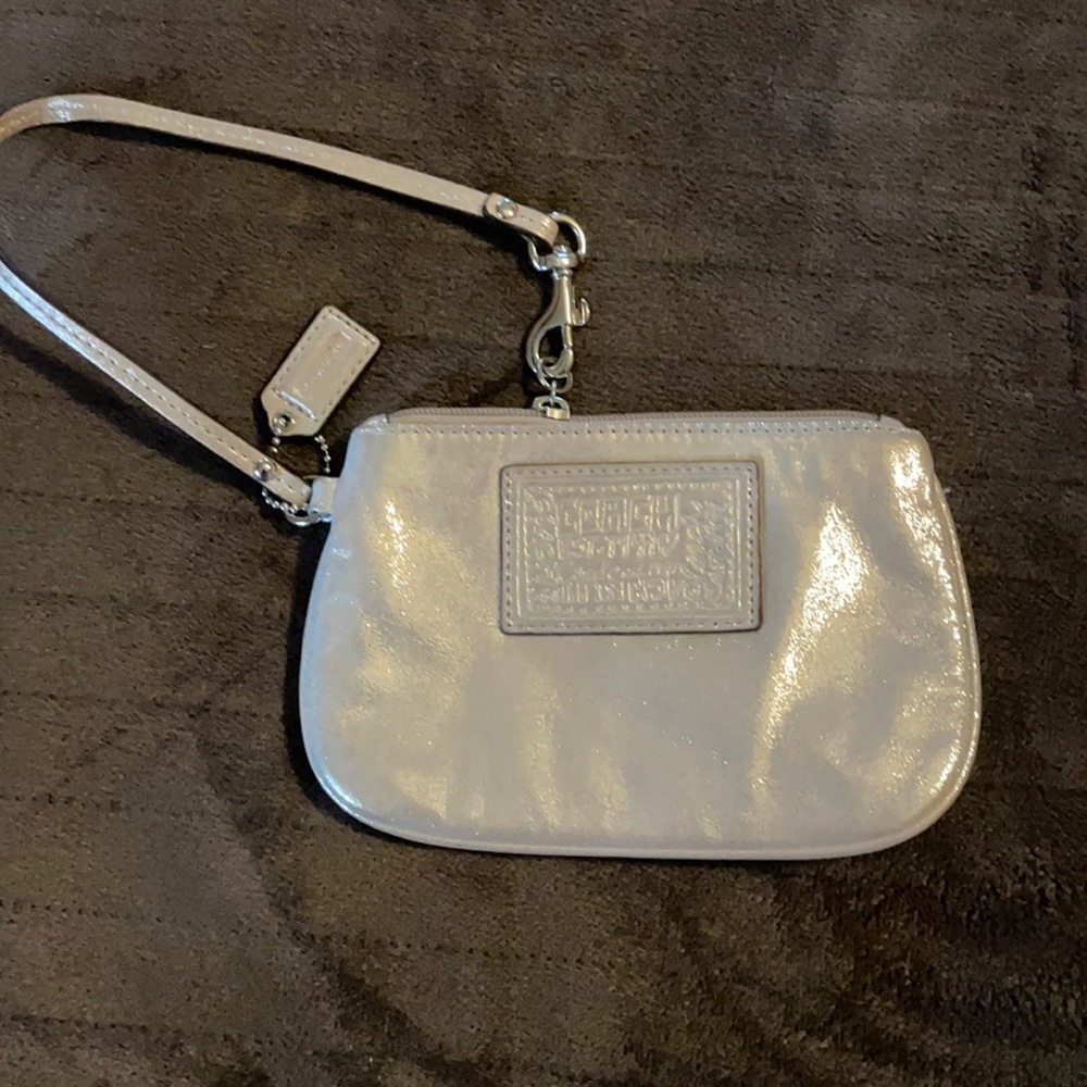 Coach Pearl White Patent Leather Wristlet